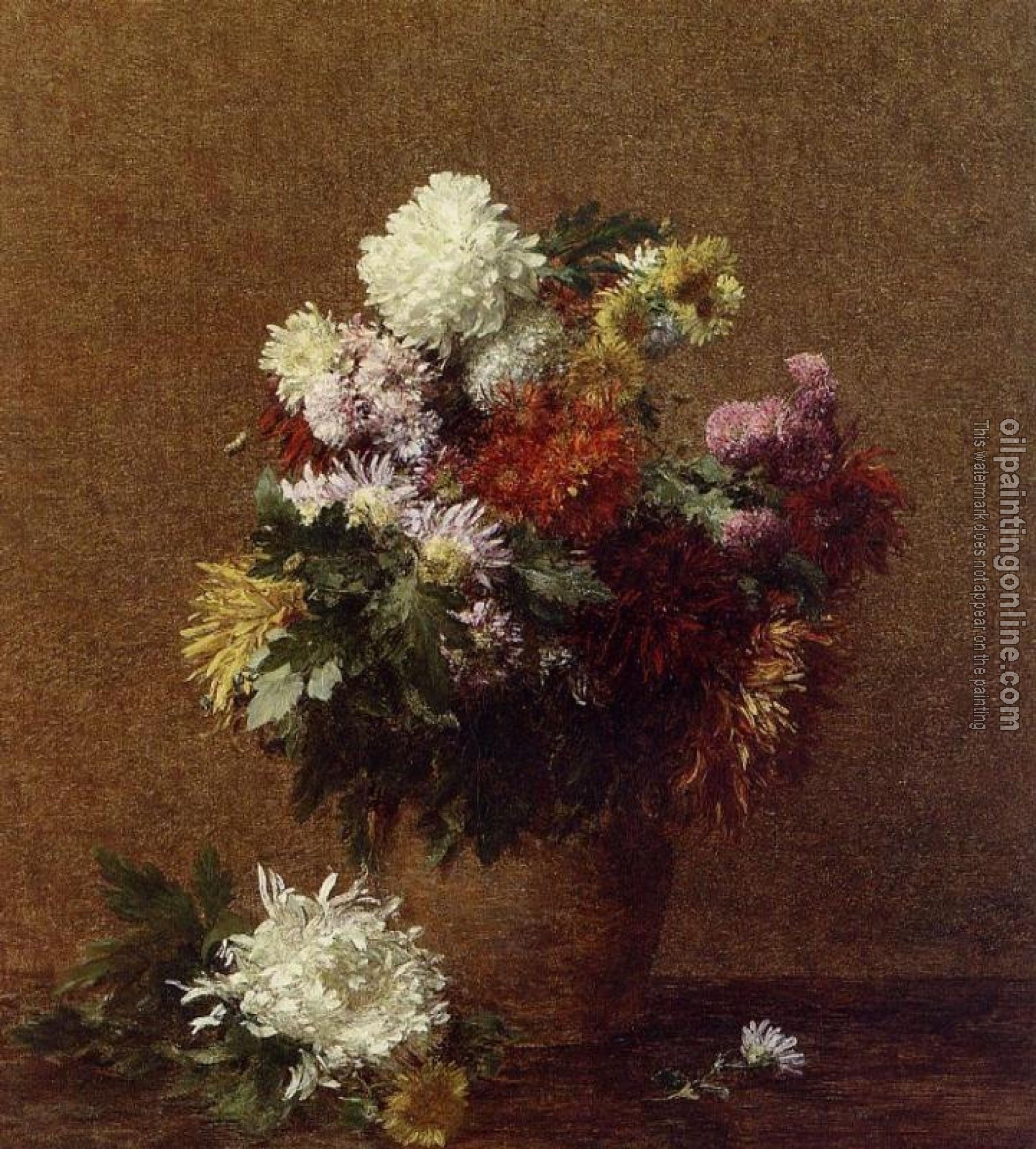 Fantin-Latour, Henri - Large Bouquet of Chrysanthemums